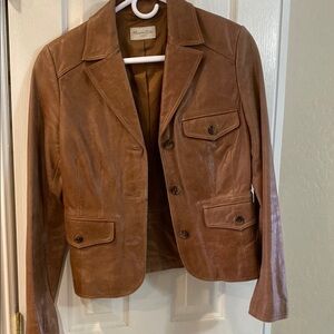 Massimo Dutti Brown Leather Jacket